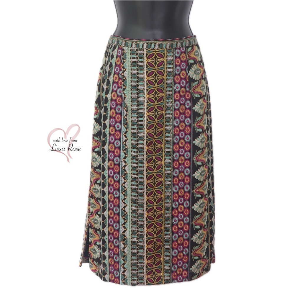 Moroccan Nights Vibrant Embroidered Midi Skirt (Vanessa Virginia, Anthropologie) - Picture 1 of 4